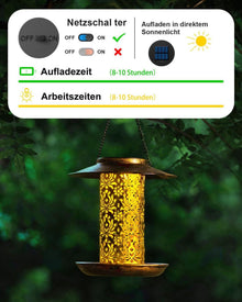 Solar-Vogelfutterhaus Metall Vogelfutterspender für Vögel