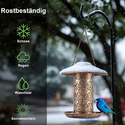 HouseSapp Solar-Vogelhäuschen Metall Vögel Futterstation Gartenvogelhaus