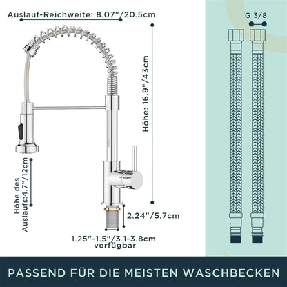 Wasserhahn Küche mit ausziehbarer Brause und 360° Schwenkbarkeit