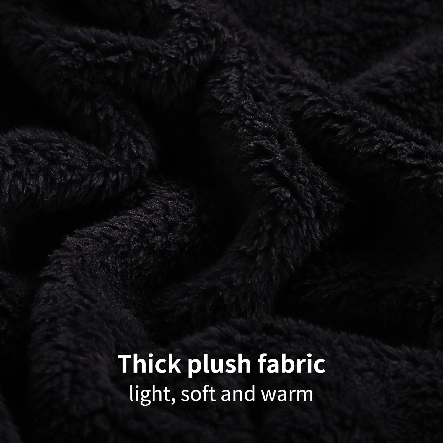 Kuschelige Hoodie Decke mit Ärmeln und Kapuze Schwarz 95x85cm