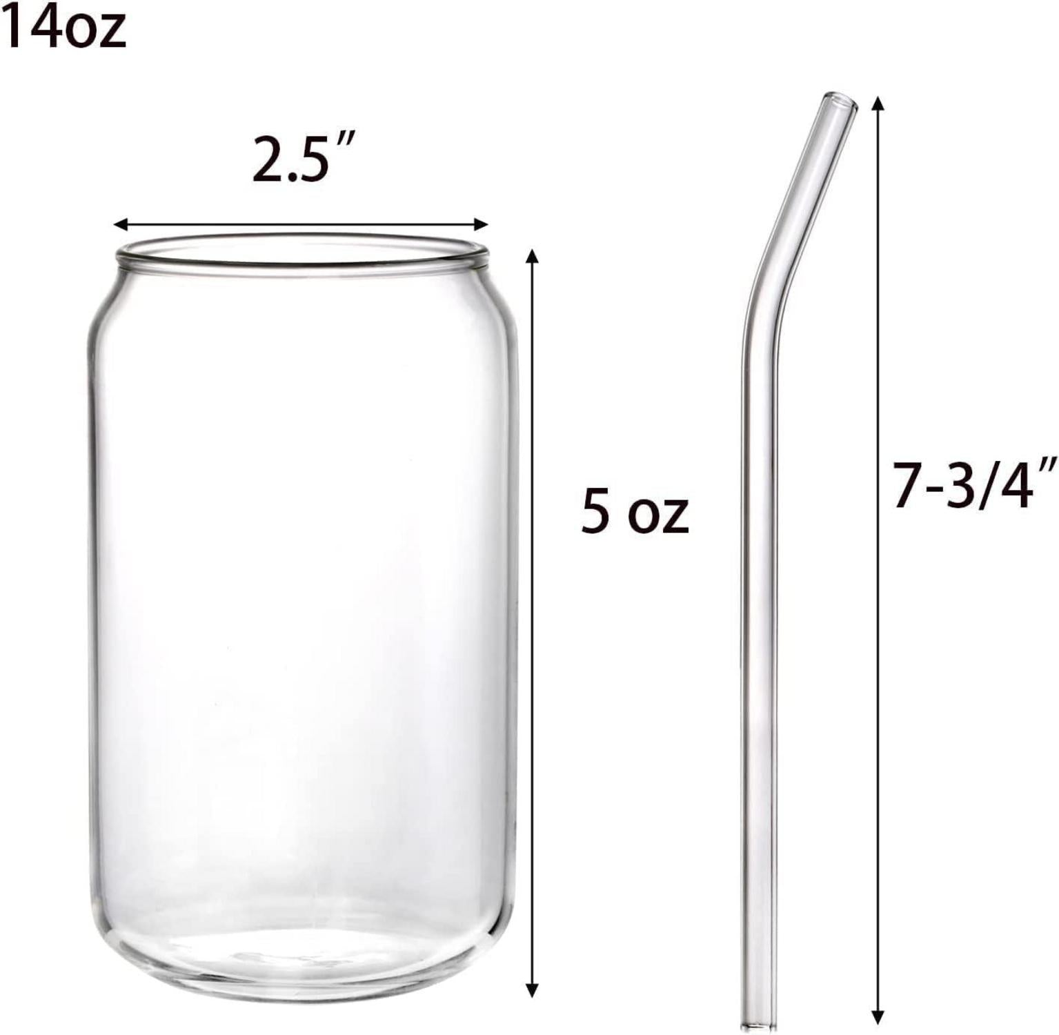 4er Set Bierglas Dosenform mit Glasstrohhalmen 400ml