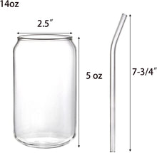 4er Set Bierglas Dosenform mit Glasstrohhalmen 400ml