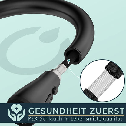 FORIOUS Schwarz Küchenarmatur Hochdruck mit Herausziehbarer Brause 360° Schwenkbar