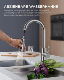 FORIOUS Hochdruck Küchenarmatur mit ausziehbarer Brause