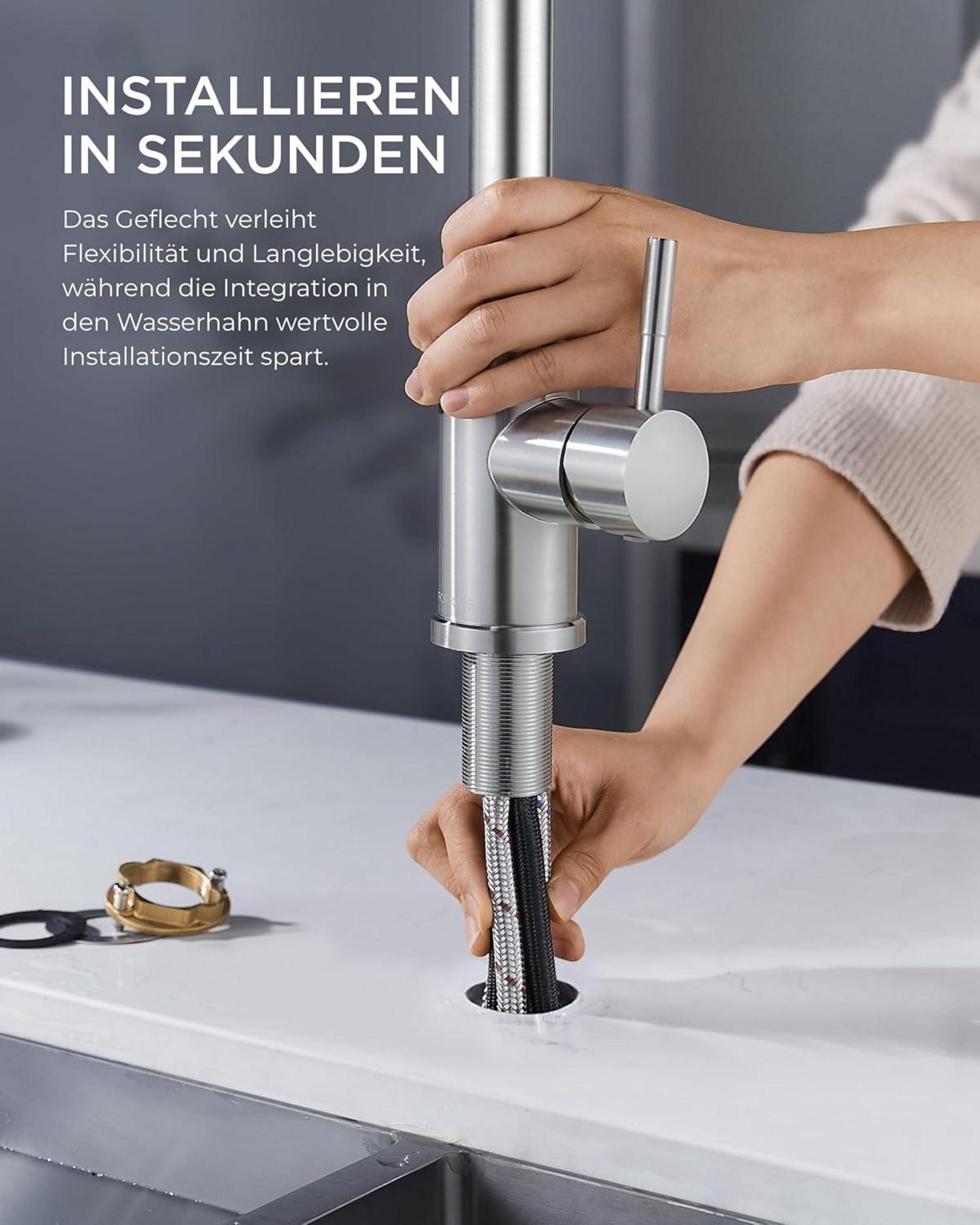 Wasserhahn Küche Hochdruck Herausziehbarer Brause Edelstahl