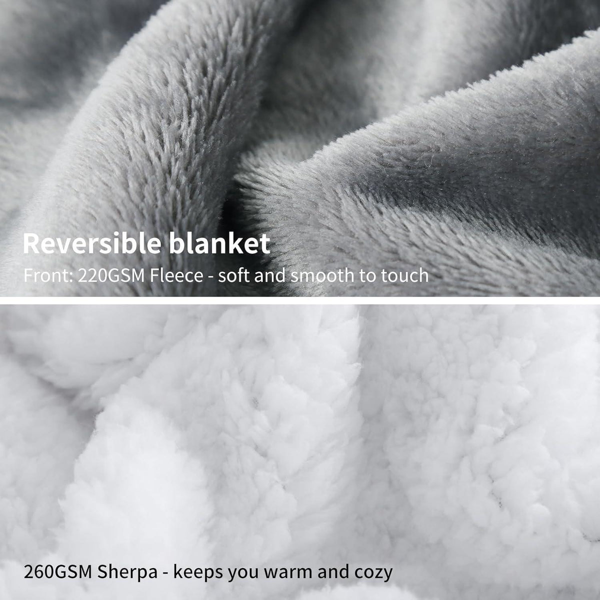 XXL Sherpa Kuscheldecke Grau 220x240 cm Flauschig & Warm