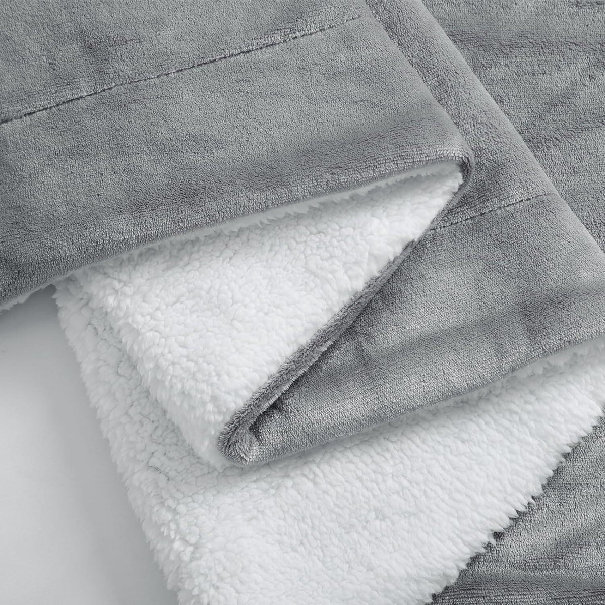 XXL Sherpa Kuscheldecke Grau 220x240 cm Flauschig & Warm