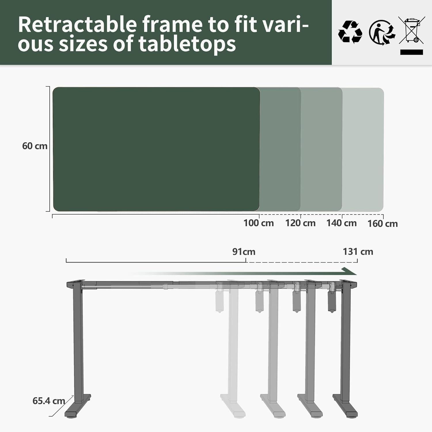 Höhenverstellbarer Schreibtisch mit 2 Schubladen 140x60