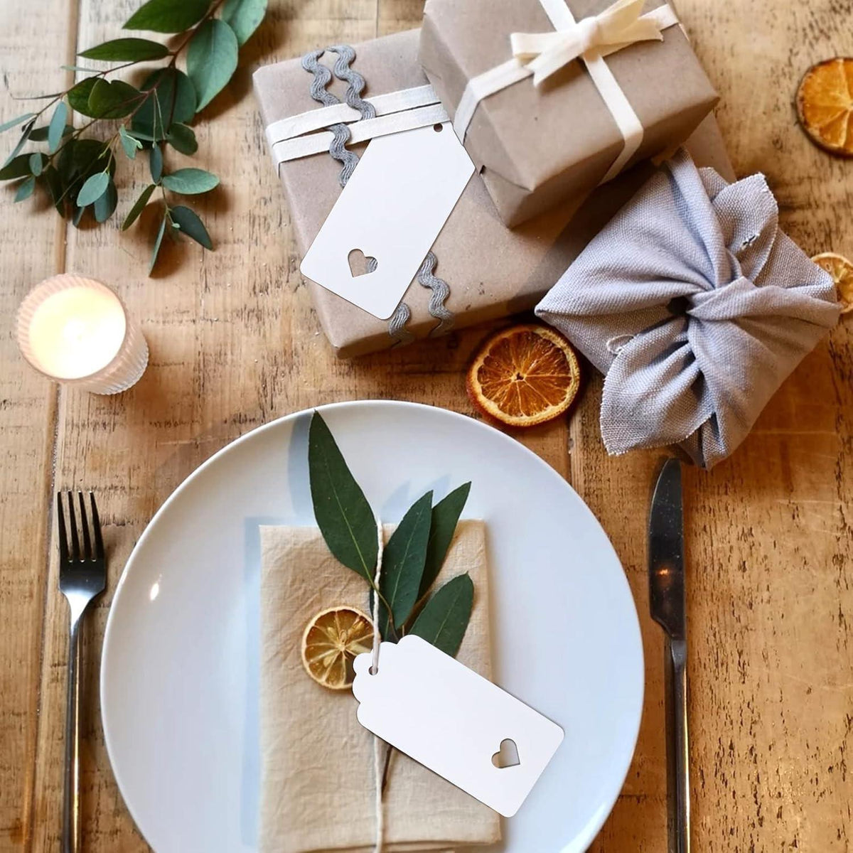 Geschenkanhänger Hochzeit Kraftpapier mit Juteschnur 50 Stück