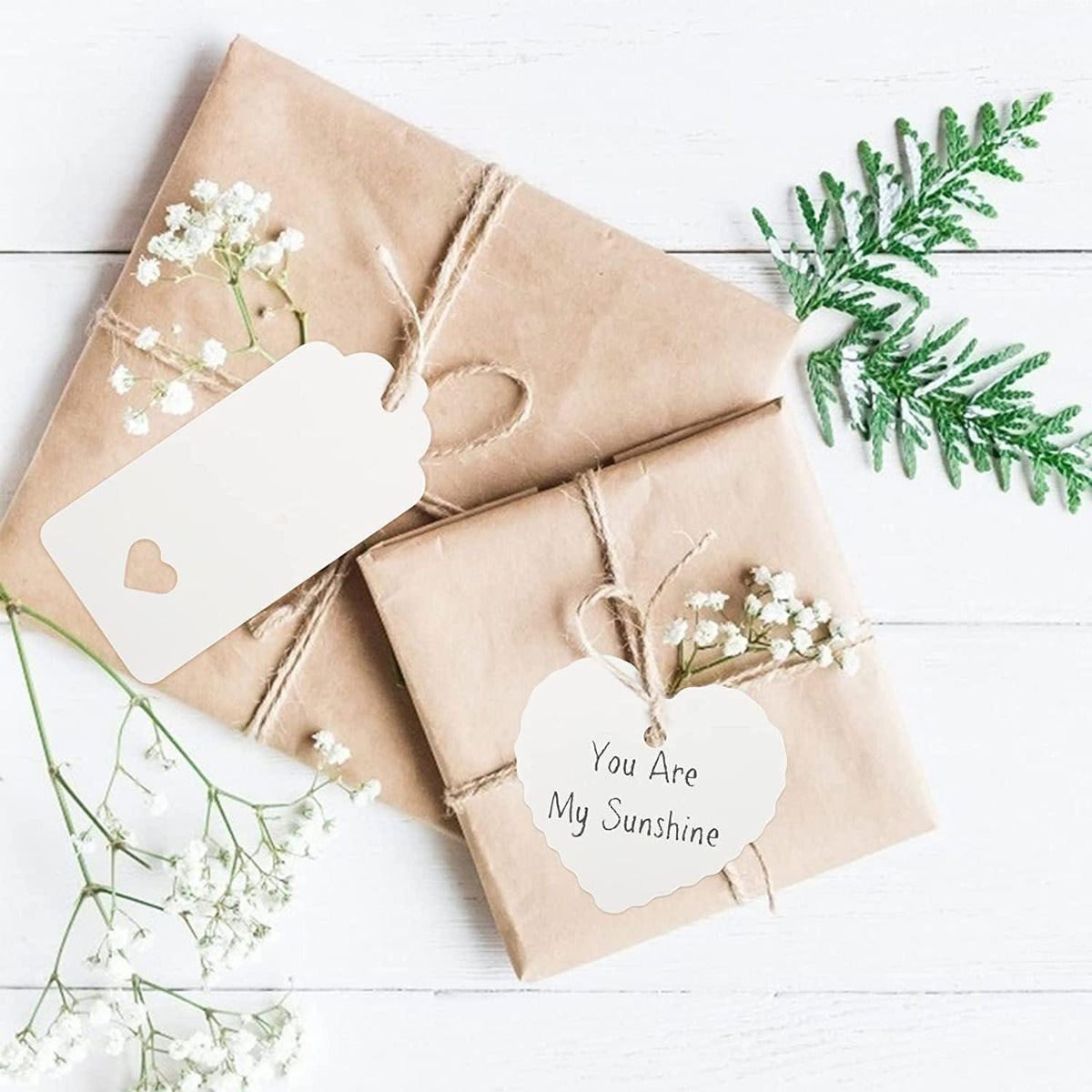 Geschenkanhänger Hochzeit Kraftpapier mit Juteschnur 50 Stück