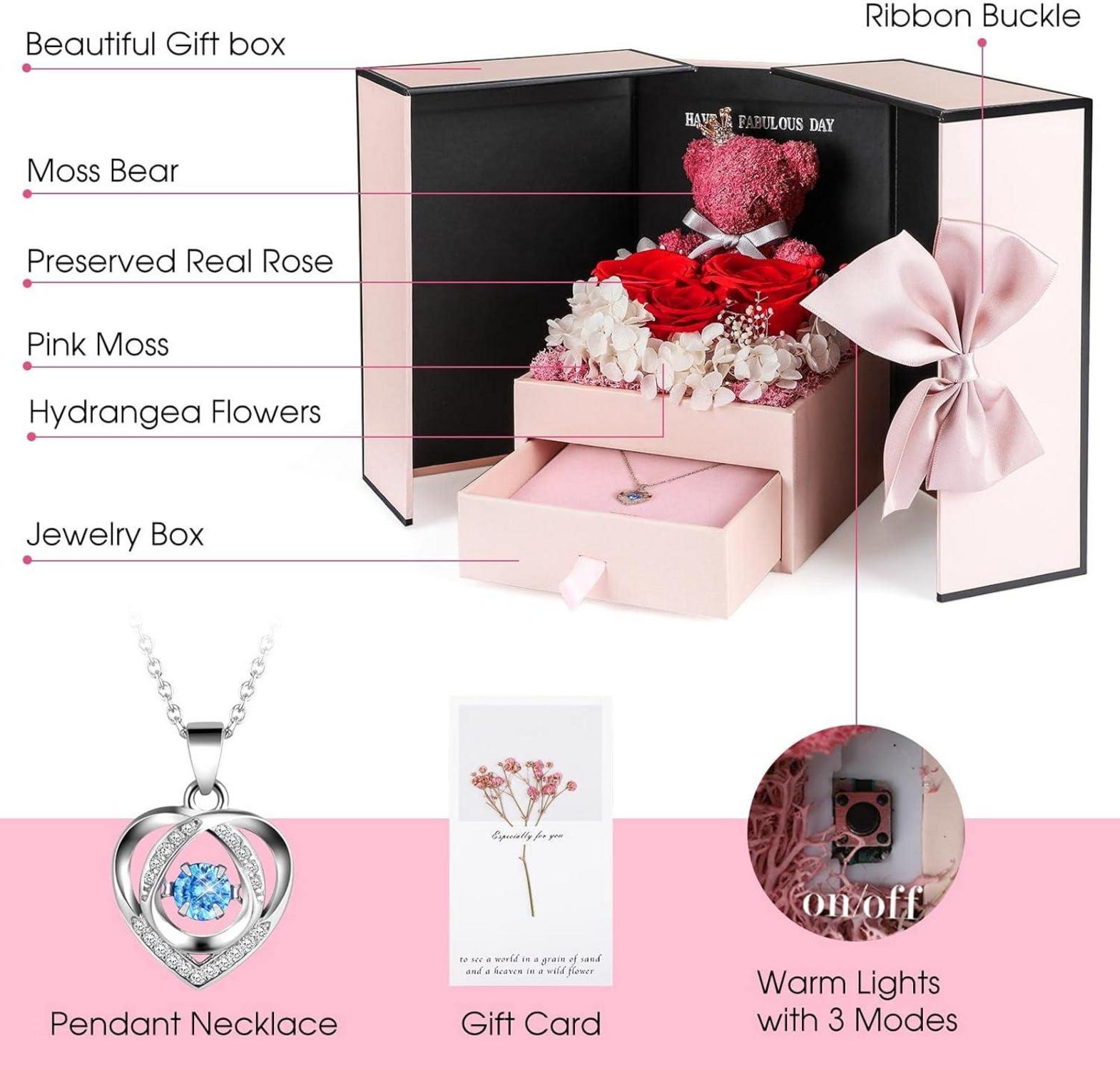 ADDWel Ewige Rose Damen Halskette Silber 925 Geschenkbox