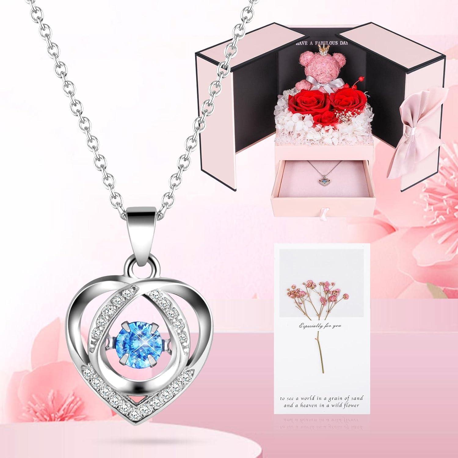 ADDWel Ewige Rose Halskette Silber 925 Rote Infinity Rose Geschenk Frauen