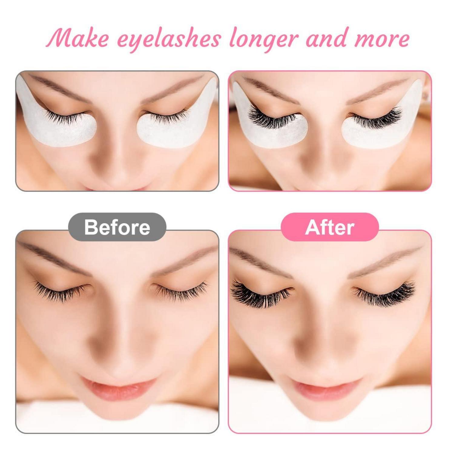 50 Paar URAQT Wimpernverlängerung Augenpads mit Wimpernbürste