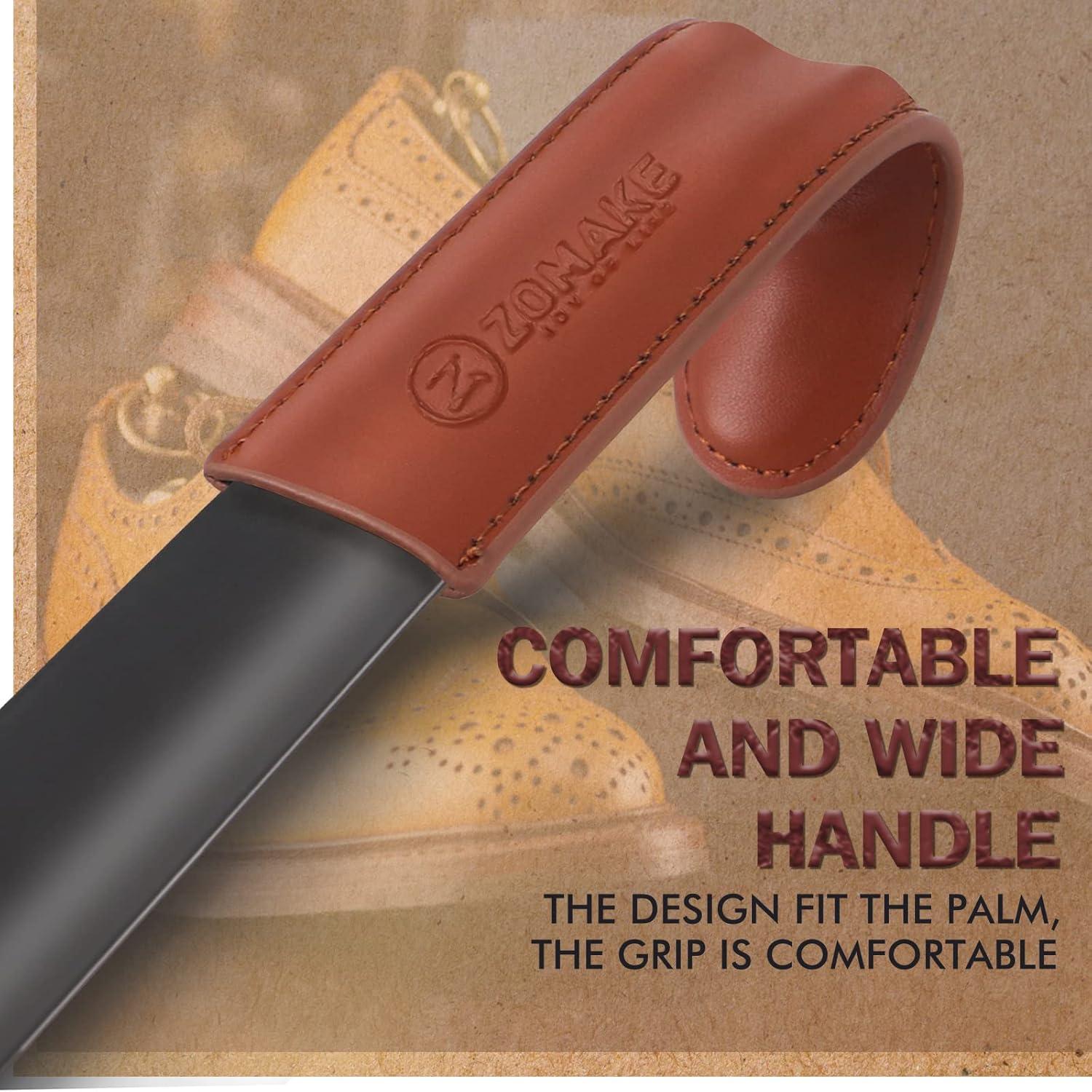 ZOMAKE Metall Schuhlöffel Set - 3-teilig 42cm Lang Schwarz Edelstahl Shoe Horn