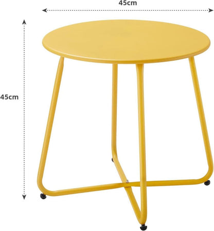 Runder Beistelltisch Metall Garten Couchtisch Gelb Verstellbare Beine