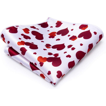 Krawatten Set Rote Herz Einstecktuch Manschettenknöpfe