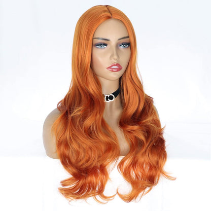 Lange, lockige Orange-Blond Perücke – Synthetisch & natürlich