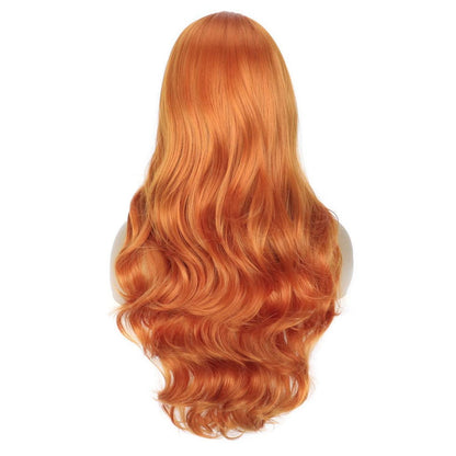 Lange, lockige Orange-Blond Perücke – Synthetisch & natürlich