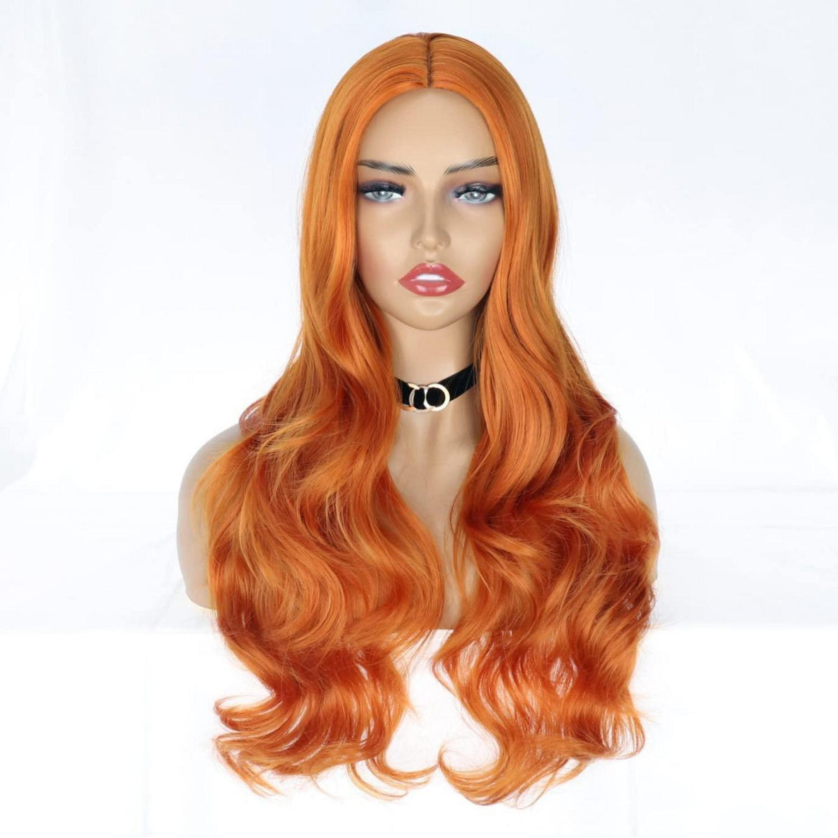 Lange, lockige Orange-Blond Perücke – Synthetisch & natürlich
