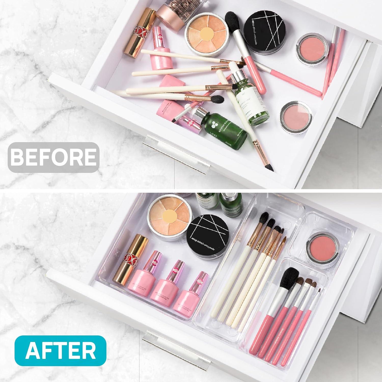 60-teiliges transparentes Schubladen-Organizer Set für Badezimmer und Küche