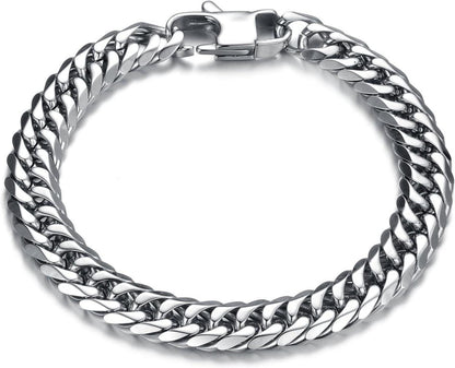 Edelstahl Armband Hip-Hop Rock Band 316L 21cm Silber 1,2cm