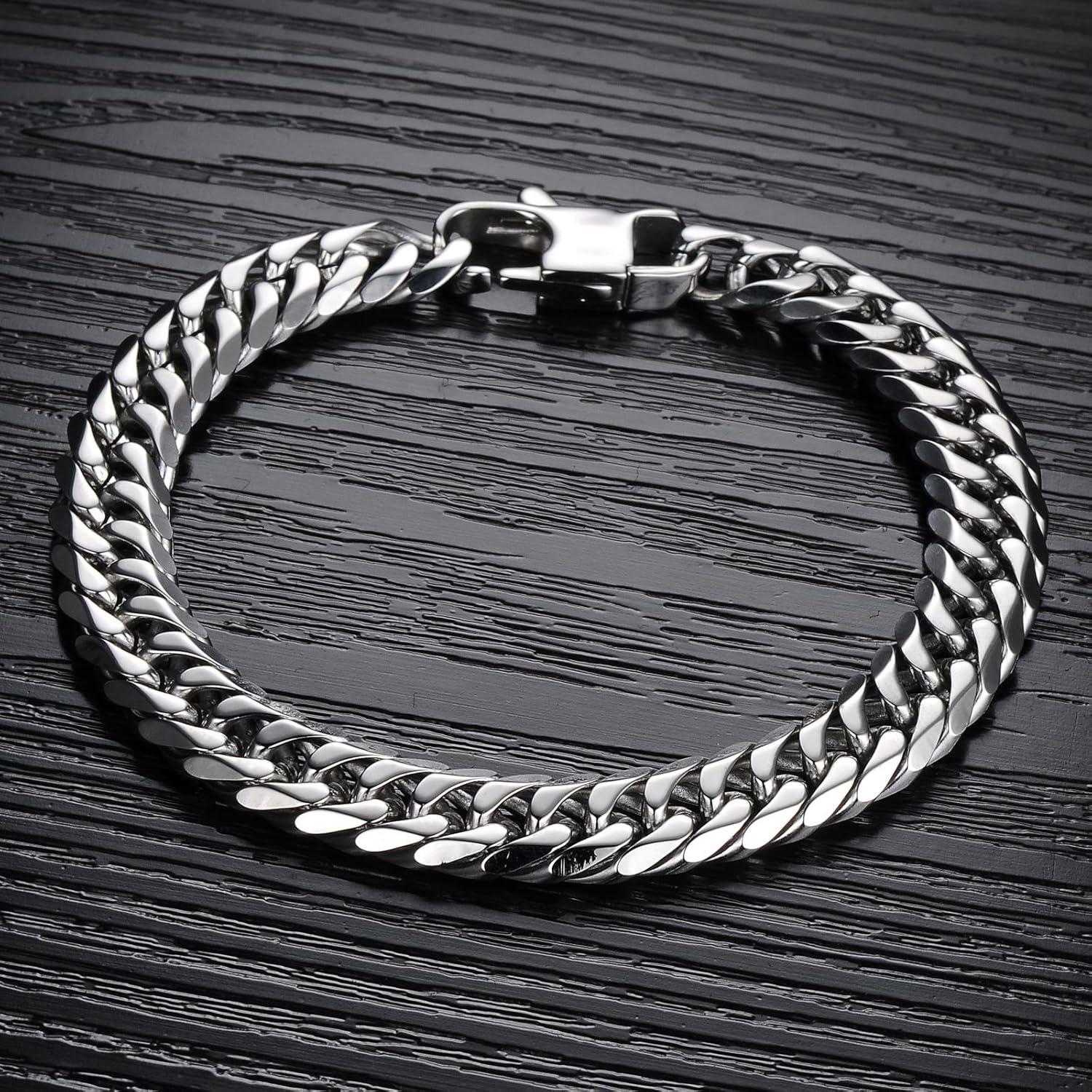 Herren Edelstahl Armband Rock Band Armreif Link Hip-Hop