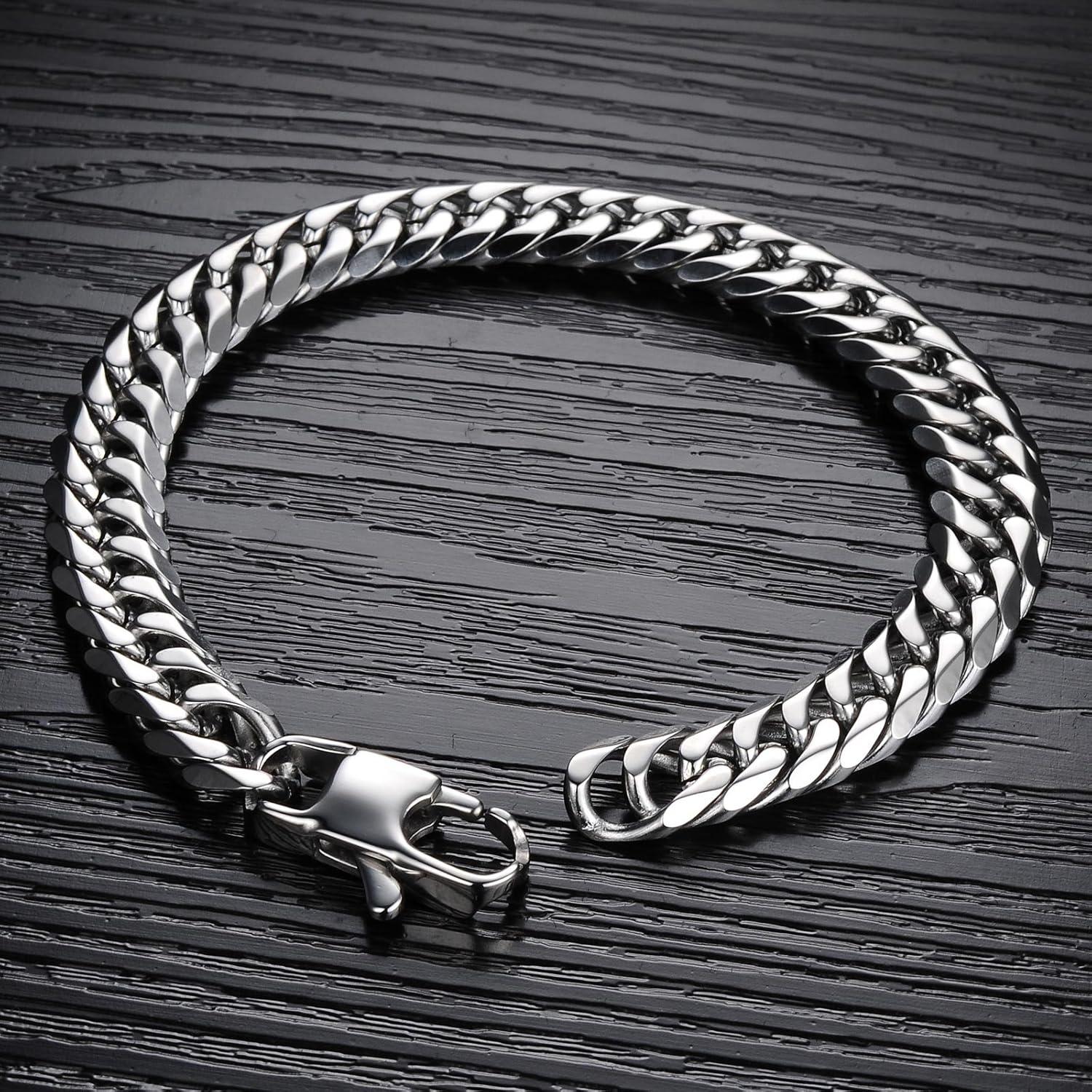 Edelstahl Armband Hip-Hop Rock Band 316L 21cm Silber 1,2cm