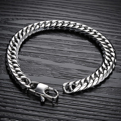 Edelstahl Armband Hip-Hop Rock Band 316L 21cm Silber 1,2cm