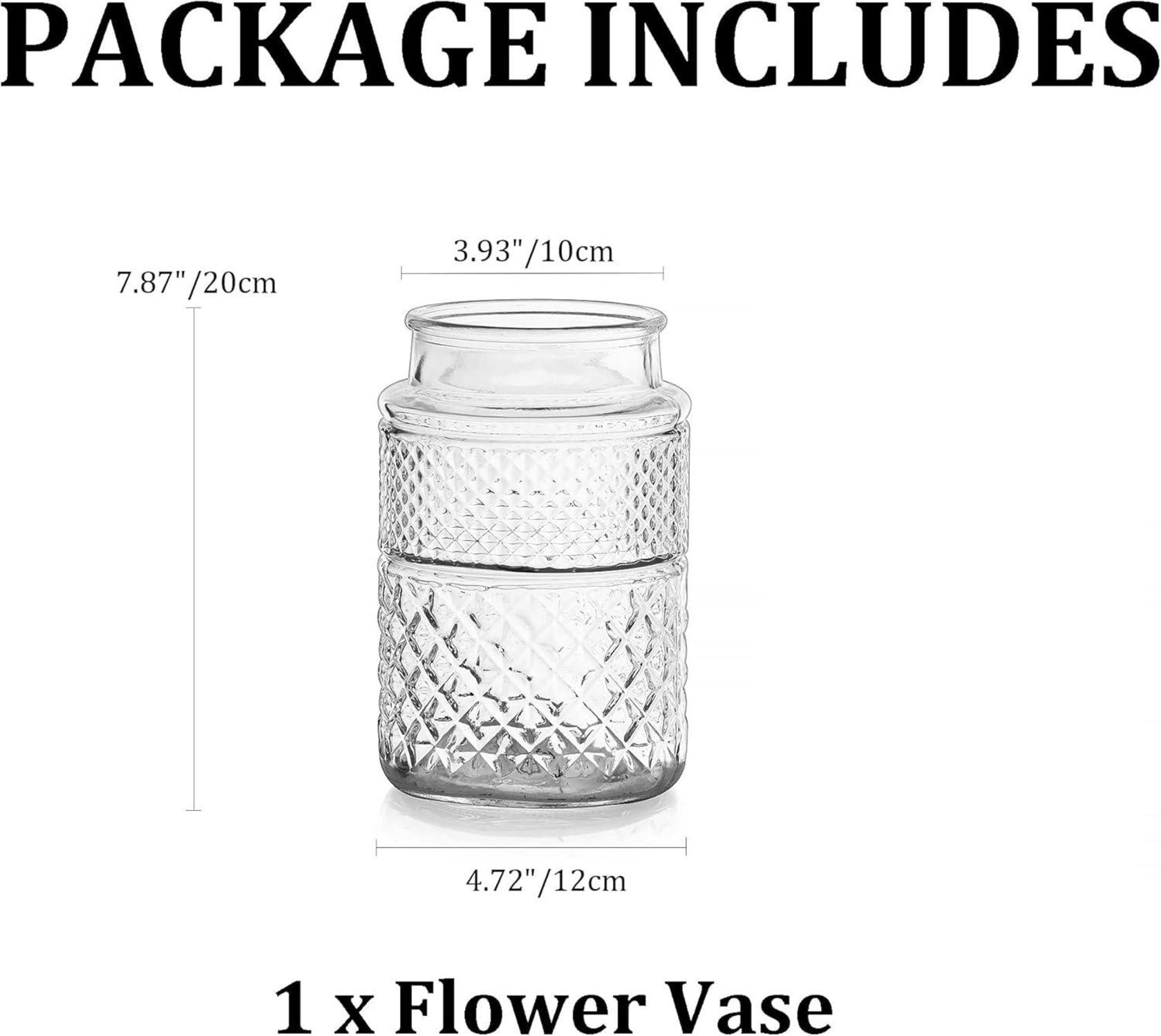 Vintage Glasvase 20cm Hoch, Zylinder Blumenvase Groß Rund, Hochzeit