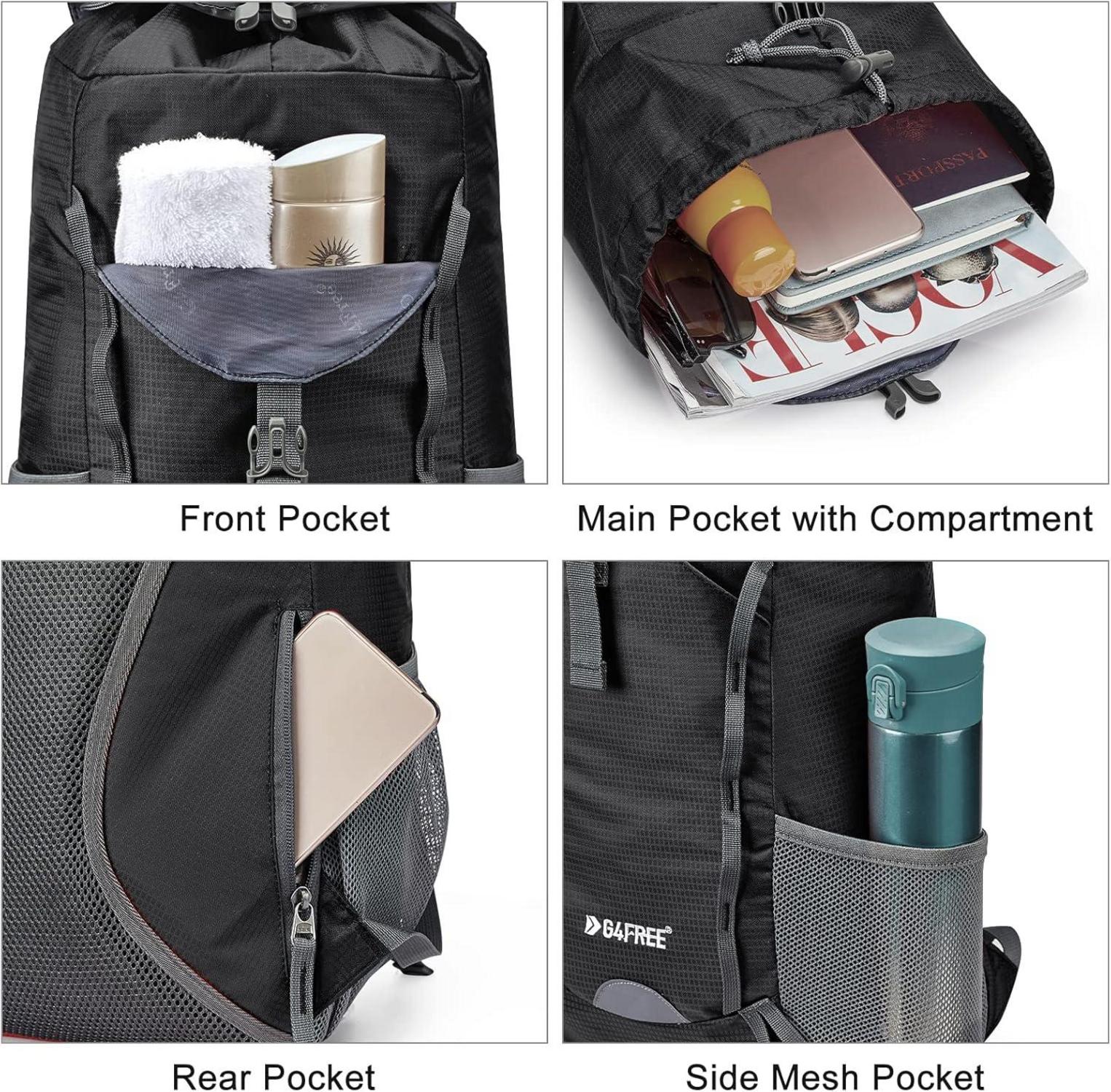 Ultraleichter Faltbarer Trekkingrucksack 15L für Outdoor Camping Wandern Schwarz