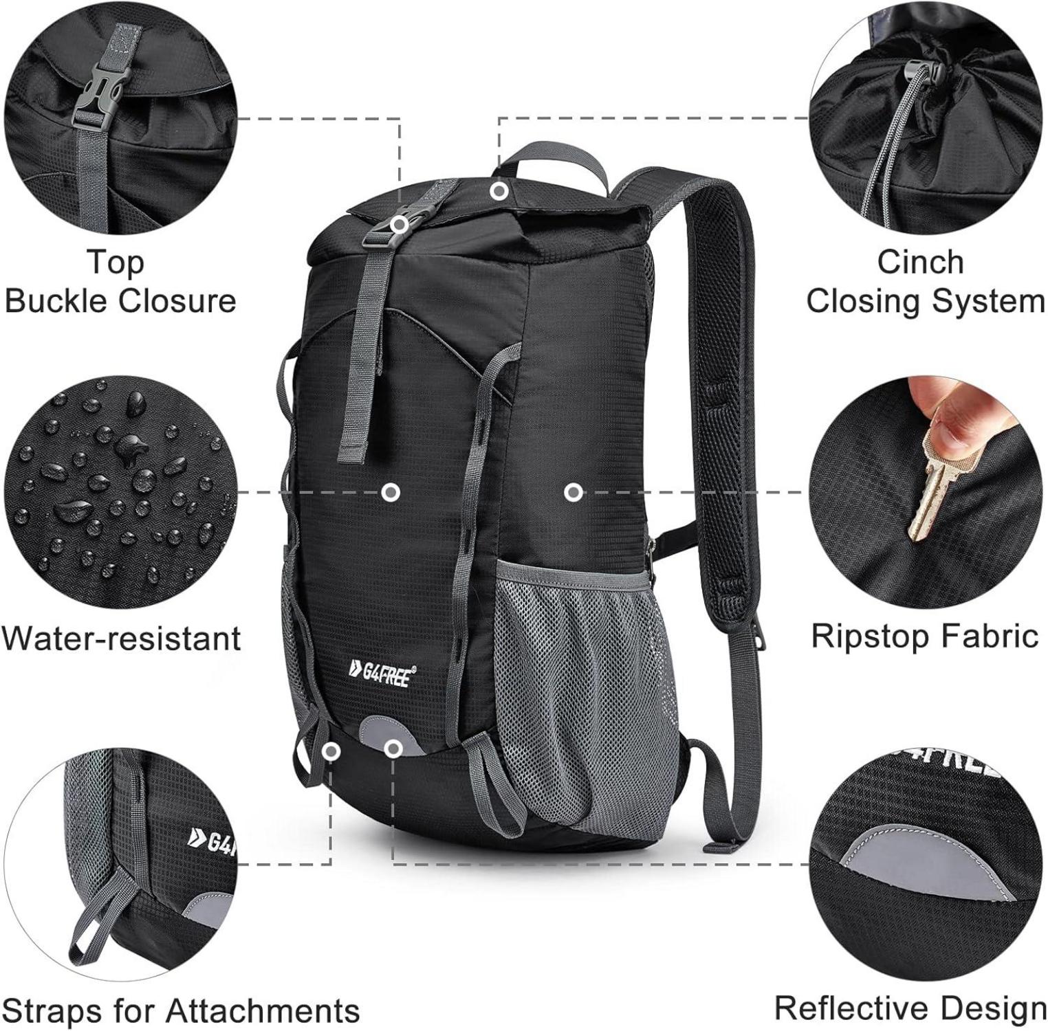 Ultraleichter Trekkingrucksack 15L Outdoor Camping Wandern Schwarz
