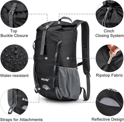 Ultraleichter Trekkingrucksack 15L Outdoor Camping Wandern Schwarz