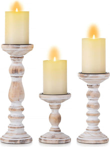 Vintage Holz Kerzenhalter Stumpenkerzen Set Landhausstil Shabby Chic