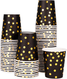 60x Einweg Pappbecher 250ml Gold Dot Party Kaffee Trinkbecher