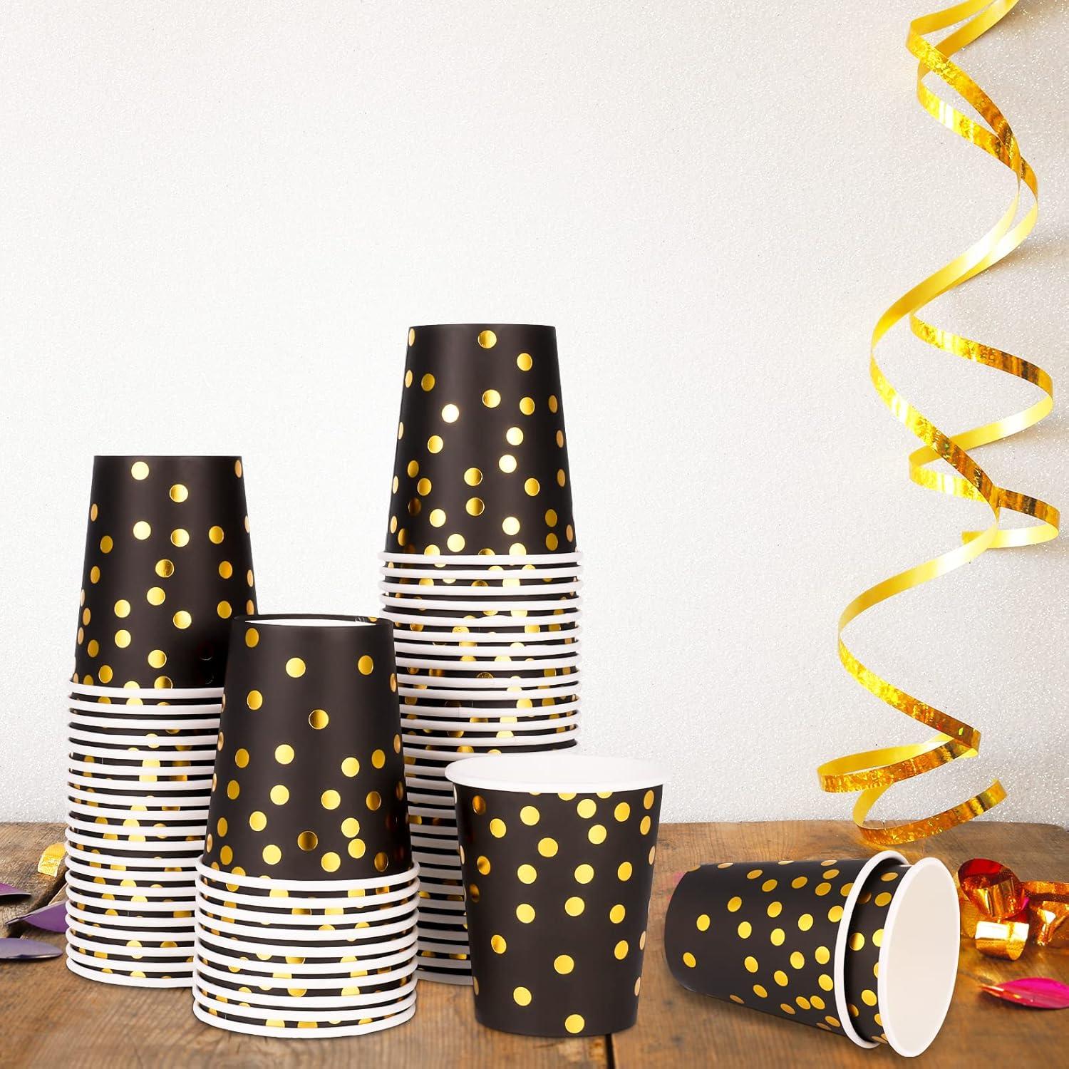 Einweg Pappbecher 250ml Gold Dot Partybecher 60 Stück