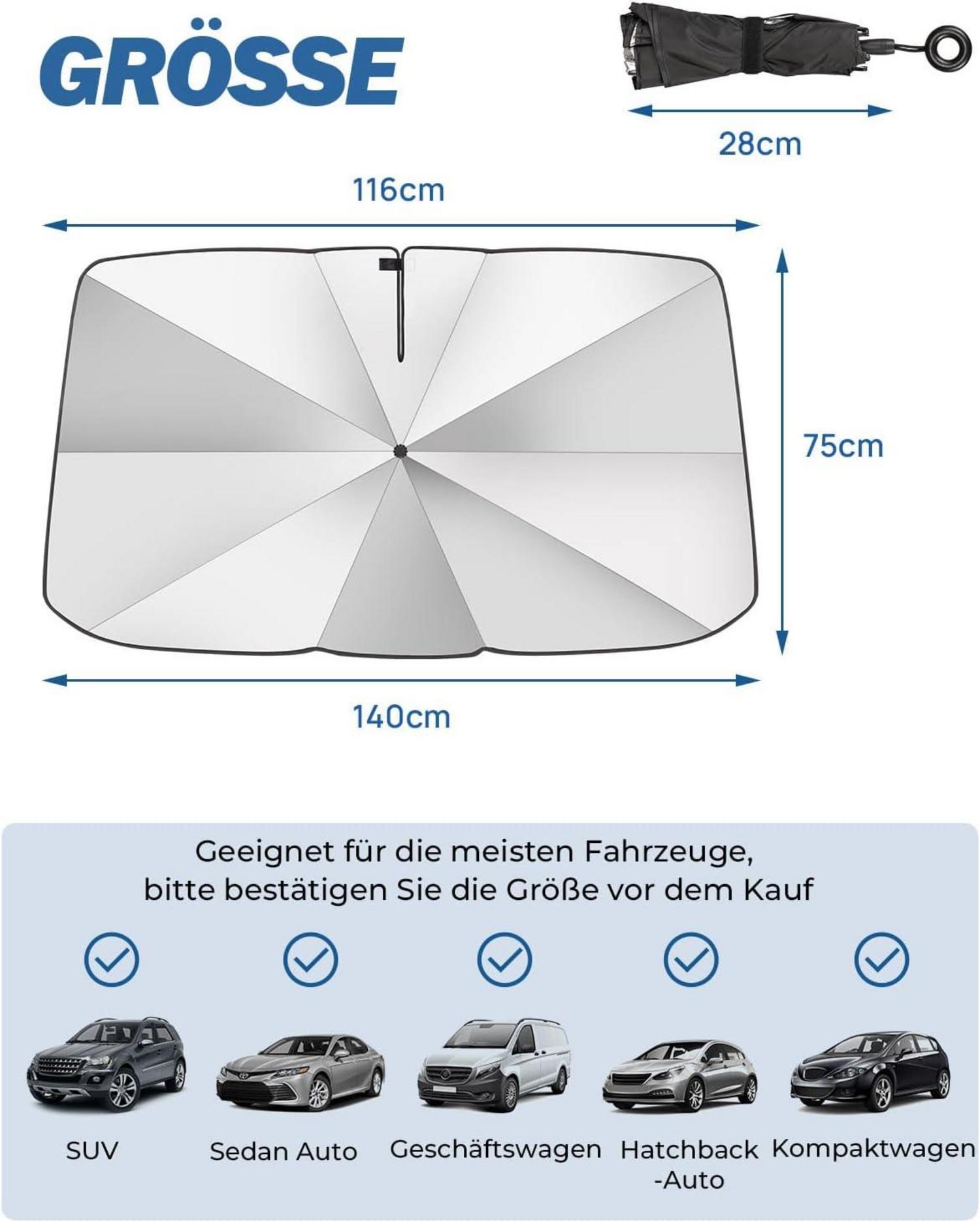 Sonnenschutz Auto Frontscheiben Windschutzscheibe UV-Schutz 2024 Upgrade