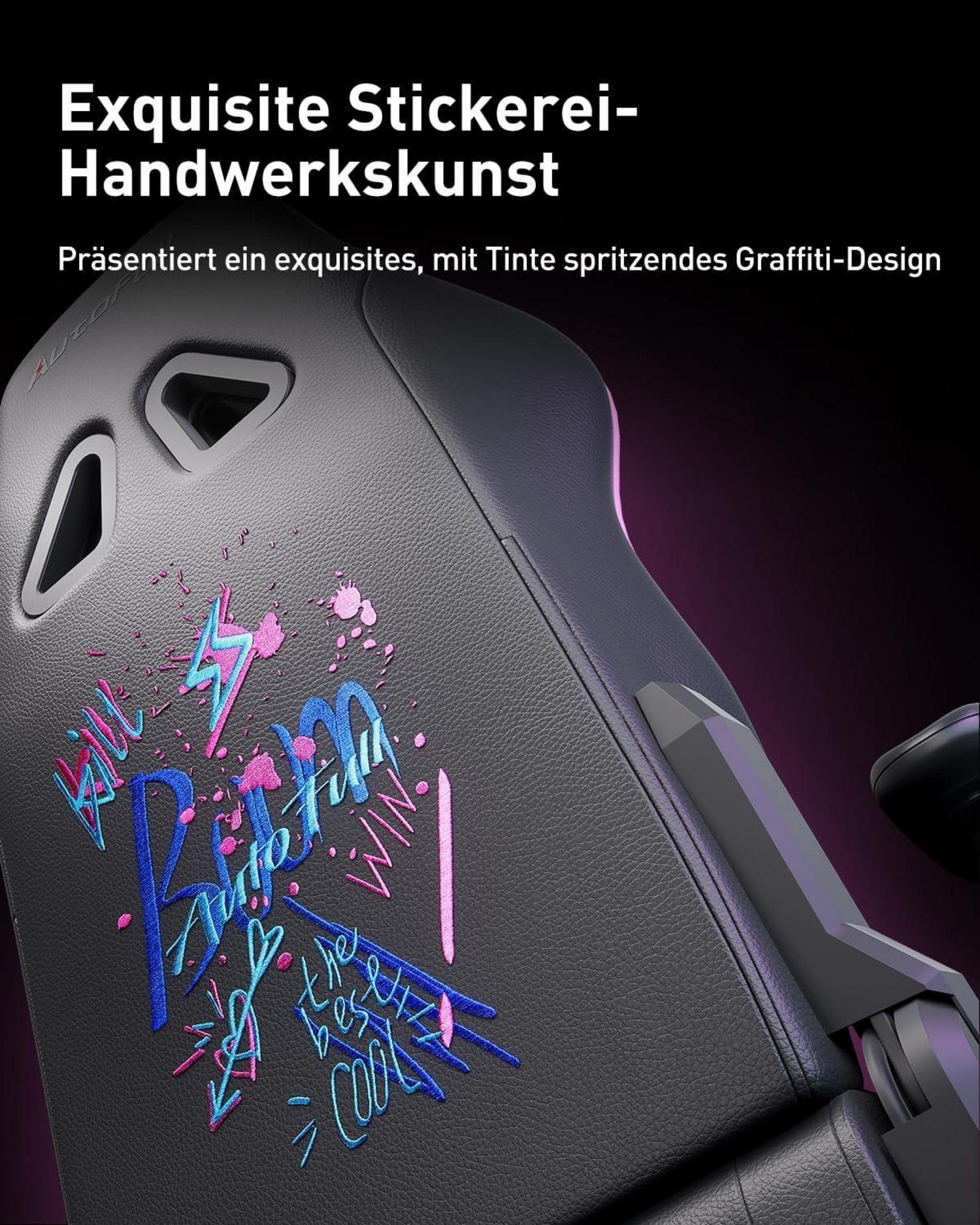 Ergonomischer Graffiti Bürostuhl Verstellbar Lila AutoFull C3