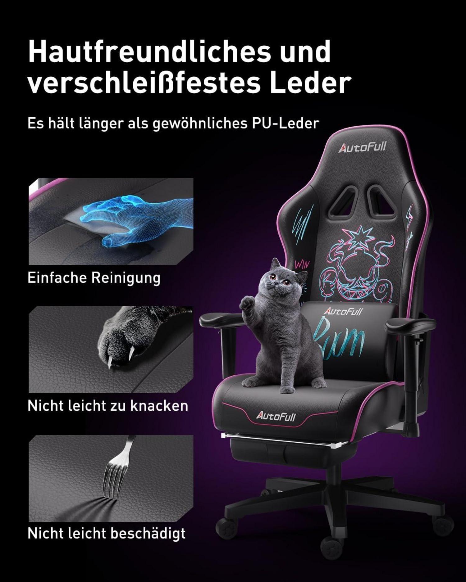 Ergonomischer Graffiti Bürostuhl Verstellbar PU Leder Lordosenstütze