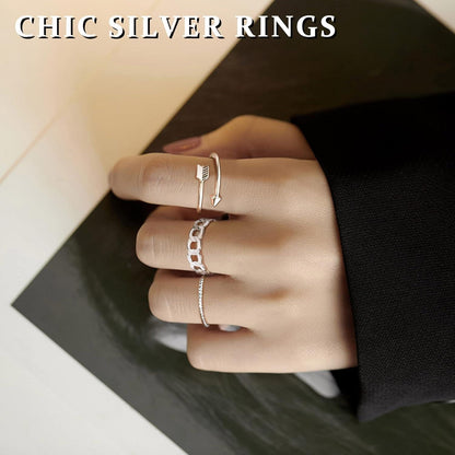 20-teiliges Silber Ringe Set für Frauen Mädchen verstellbarer Offene