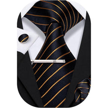 Schwarzes Herren Krawatten Set mit Einstecktuch und