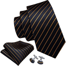 Schwarzes Herren Krawatten Set mit Einstecktuch und