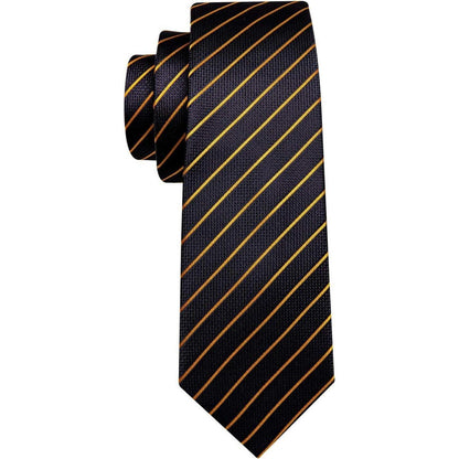 Schwarzes Herren Krawatten Set mit Einstecktuch und