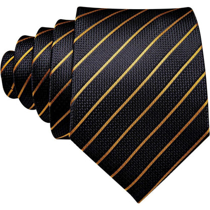 Schwarzes Herren Krawatten Set mit Einstecktuch und