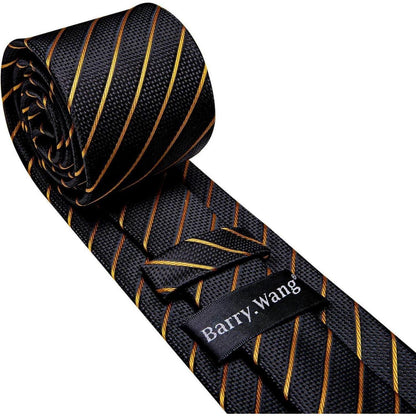 Schwarzes Herren Krawatten Set mit Einstecktuch und