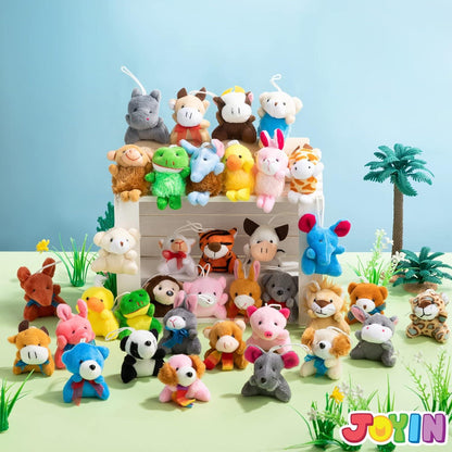 36er Mini Plüschtiere Set mit Schlüsselanhänger für Kinder, Dekoration, Party, Füller
