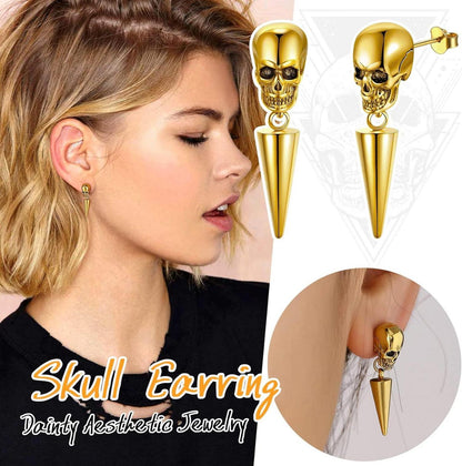 U7 Edelstahl Ohrringe Gothic Totenkopf Skull Ohrstecker Halloween Gold