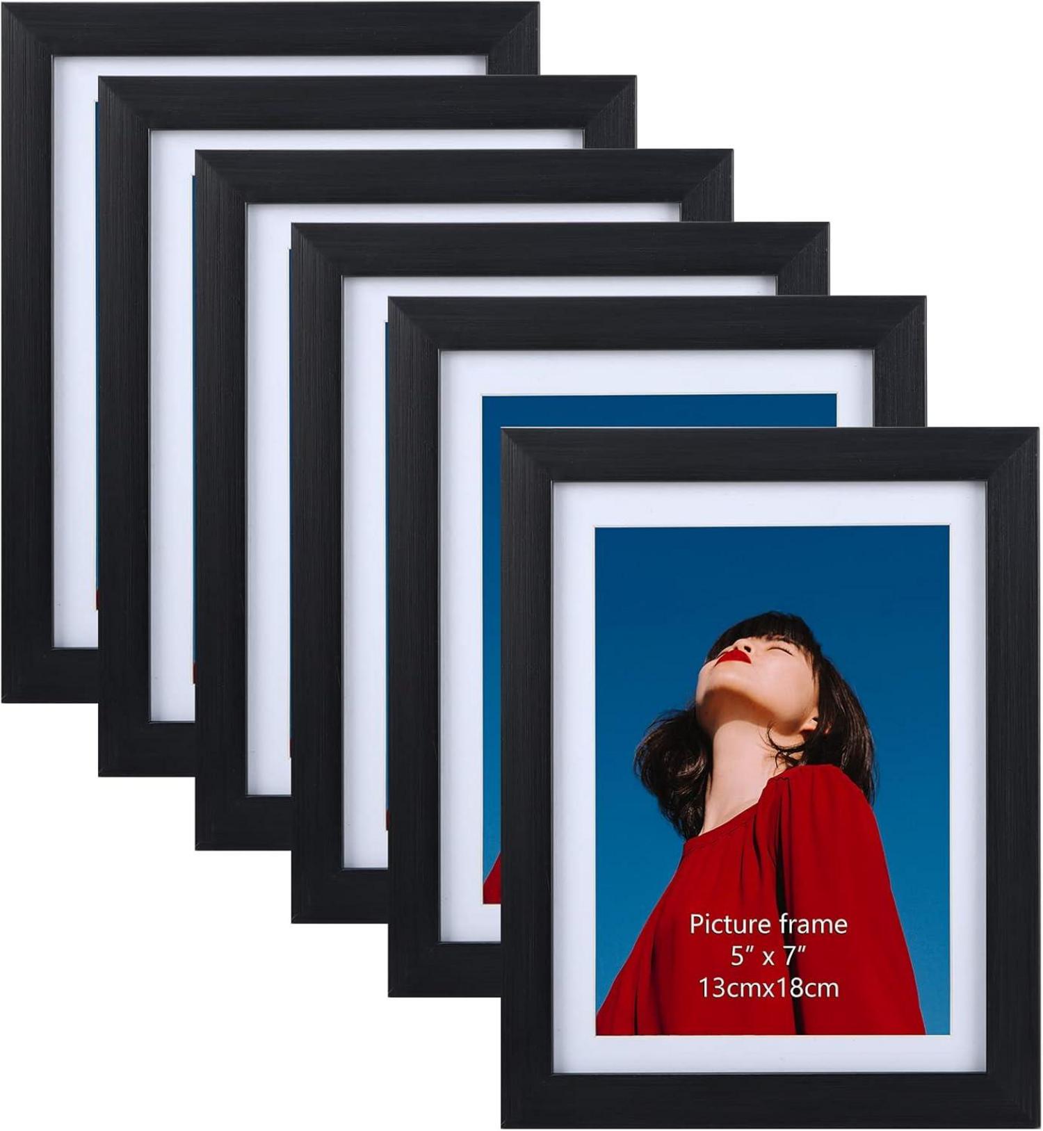 6er-Set Bilderrahmen 13x18 Schwarz für Wand und Tisch