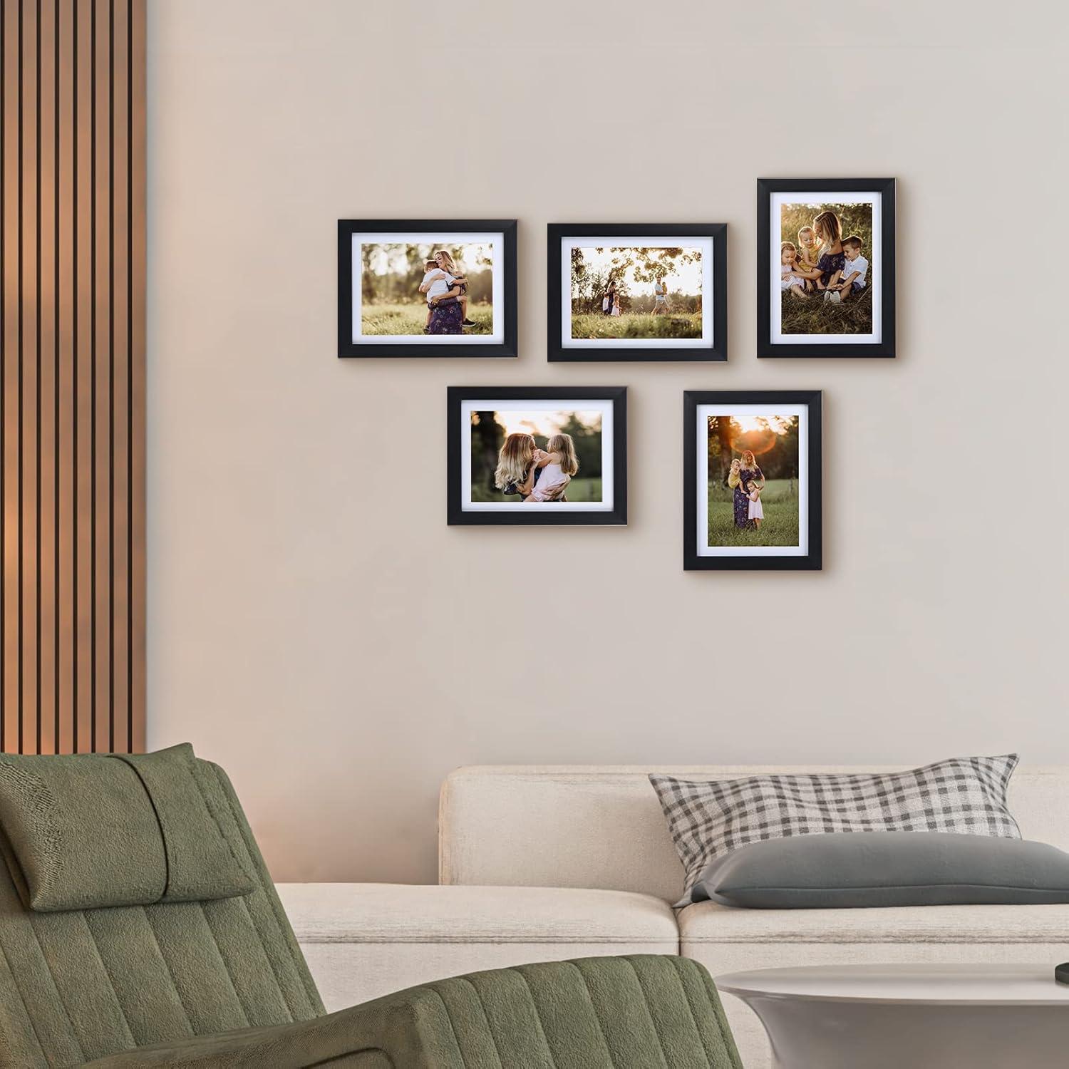 Bilderrahmen 13x18 Schwarz 6er-Set Bilder Passepartout Tisch Wand