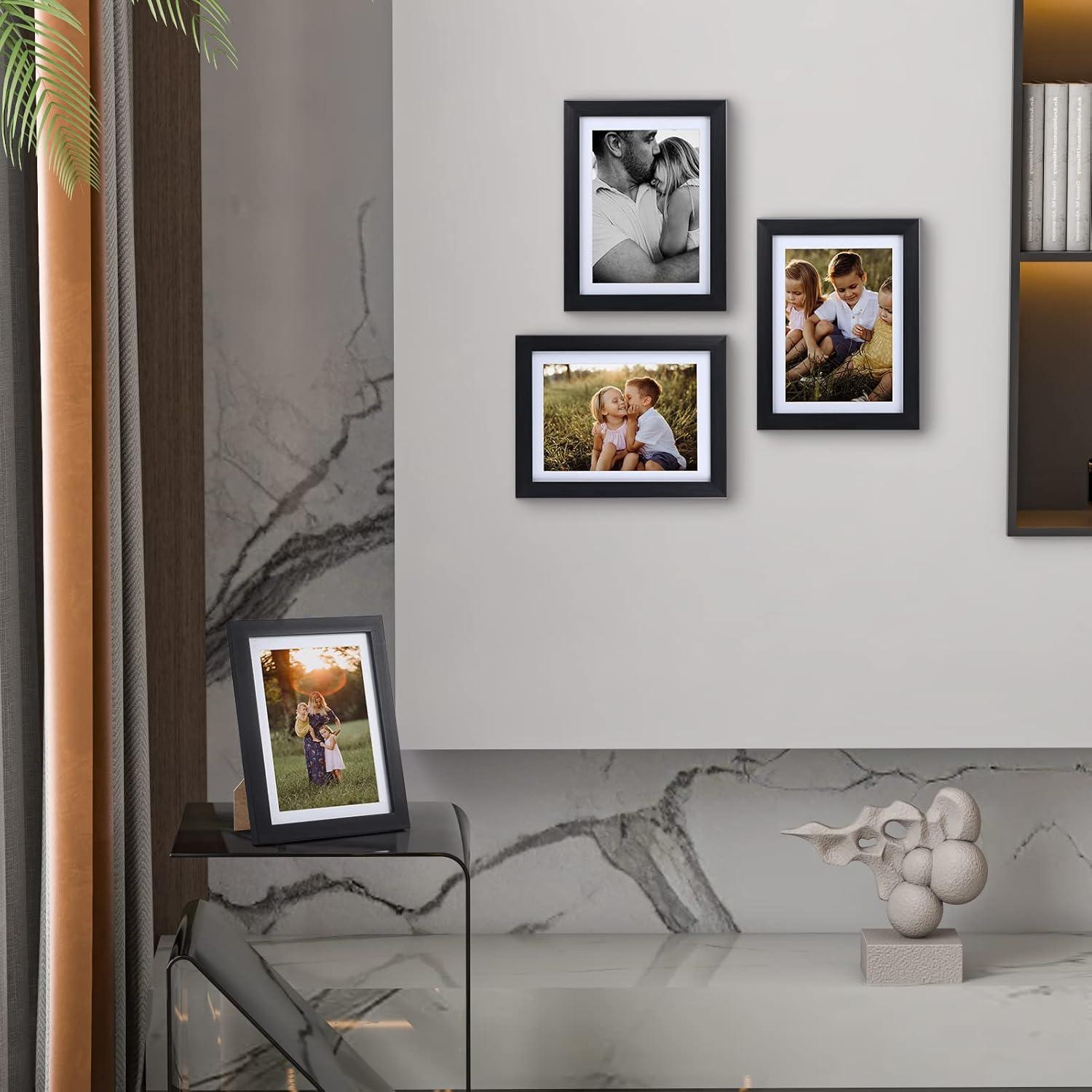 Bilderrahmen 13x18 Schwarz 6er-Set Bilder Passepartout Tisch Wand