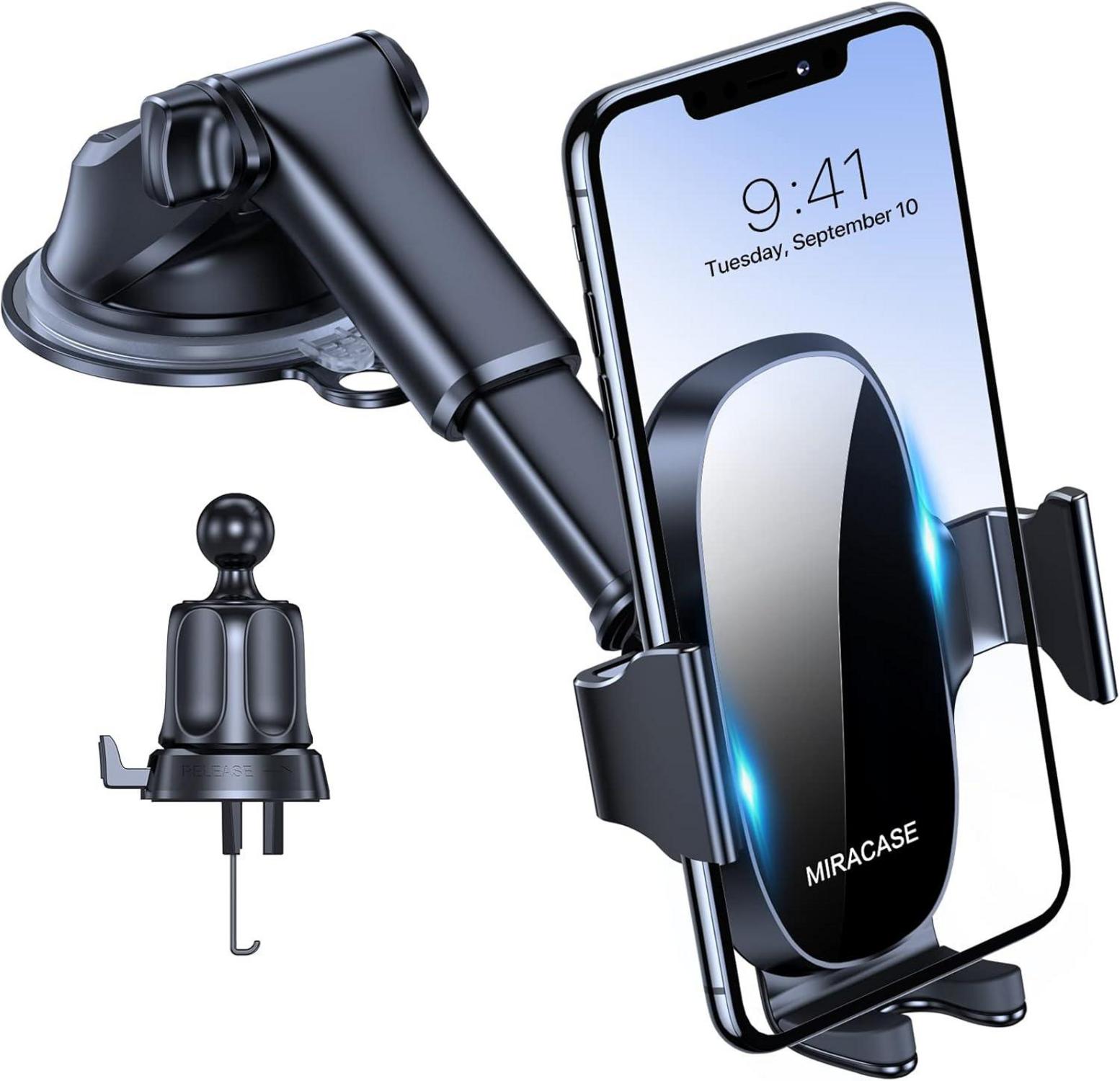 Universal Handyhalterung Auto mit starkem Saugnapf - Schwarz